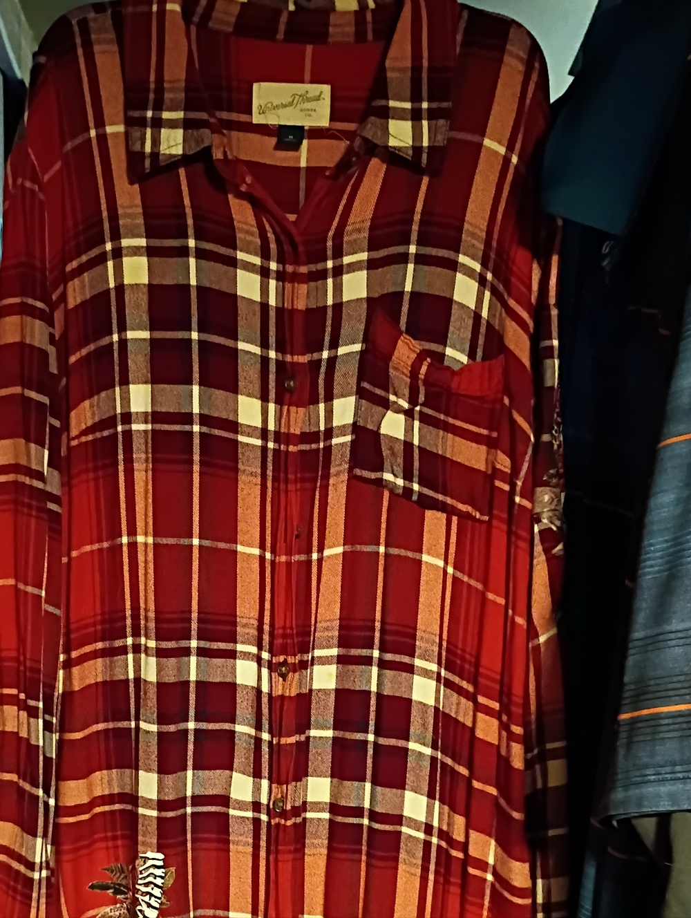 Universal Thread Red Plaid Button-Up Shirt Dress